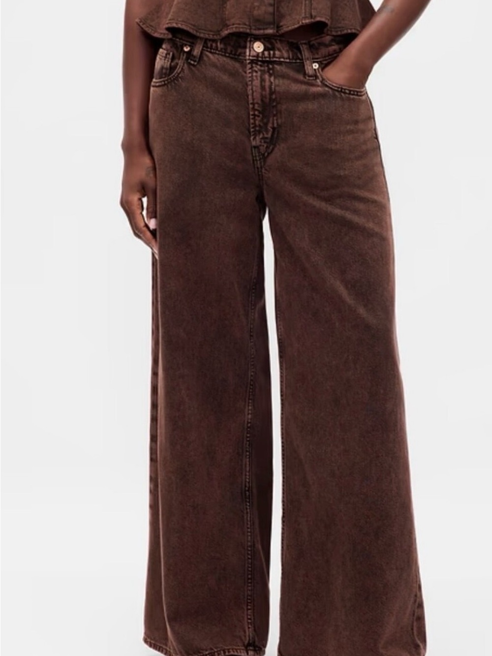 Gap Brown baggy mid rise wide leg made with tencel